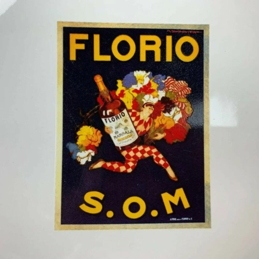 Pottery Barn Vintage Poster Cocktail‎ Plate Rare 2002 8'' FLORIO S.O.M